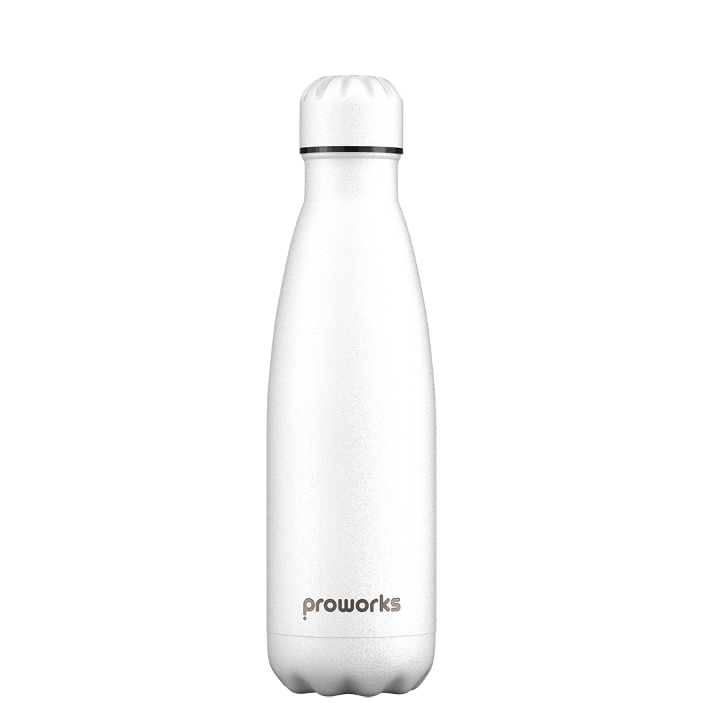 ProWorks Original All White 500ml personalised water bottle for custom designs