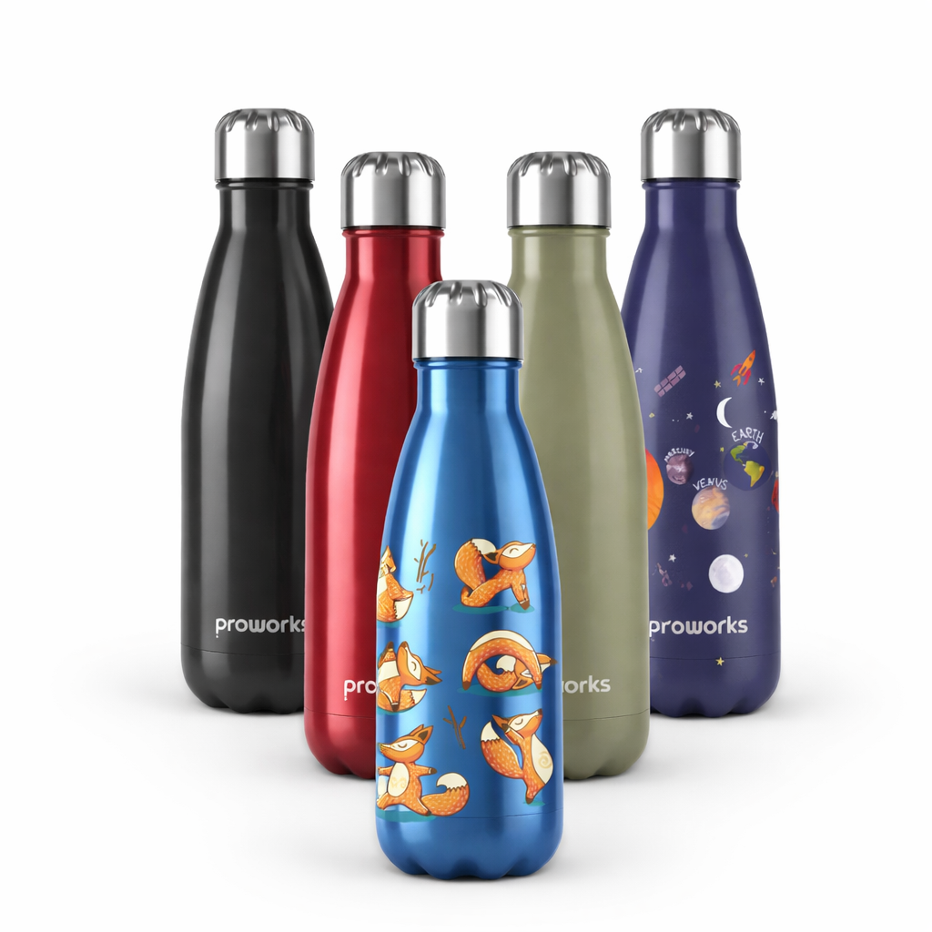 500ml water bottles in powder coated and metallic styles