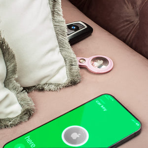 Estuche de transporte con llavero de cuero PU Apple AirTag