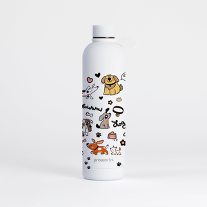Proworks Pulse 1 Litre Water Bottle - Dog Party Pure White