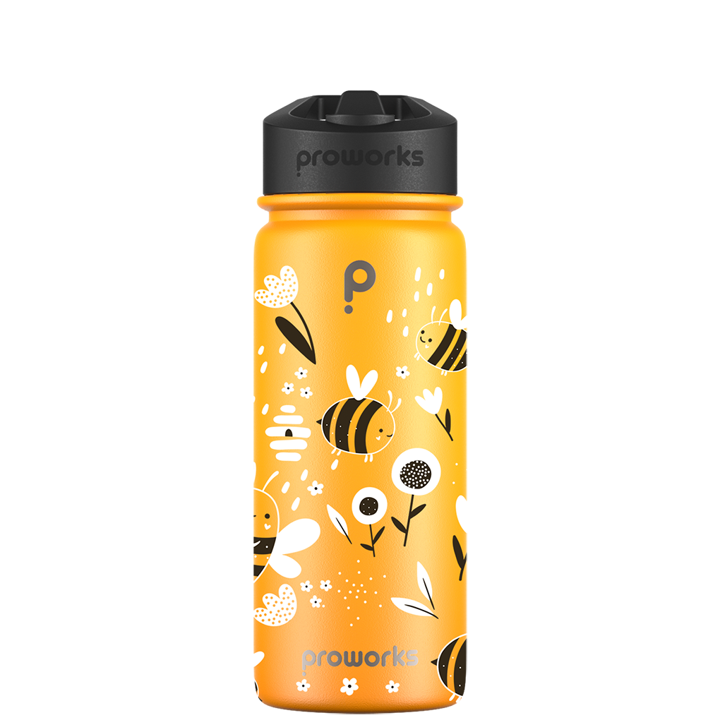 Water bottle with straw - Gen 2 Happy Bee Pattern