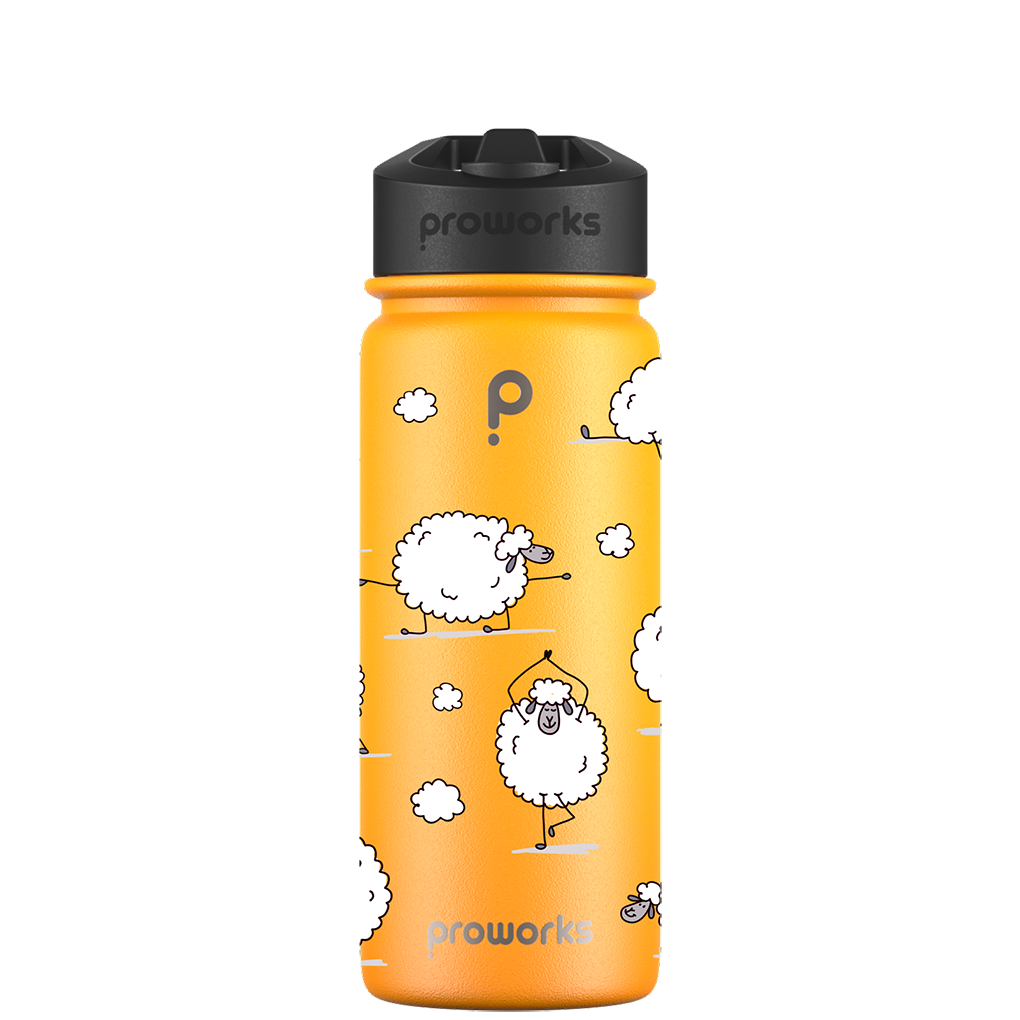 Water bottle with straw - Gen 2 Sheep Yoga Pattern