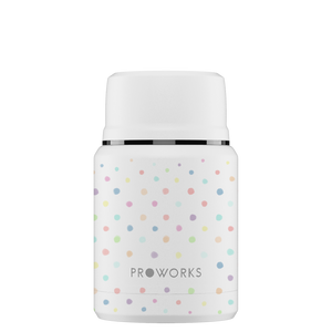 Proworks White Polka Dot Food Flask 500ml
