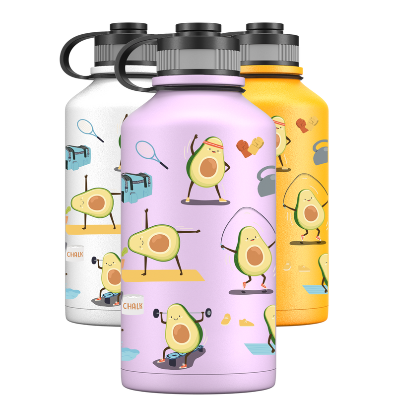 2 Litre Water Bottle - Avocardio Pattern