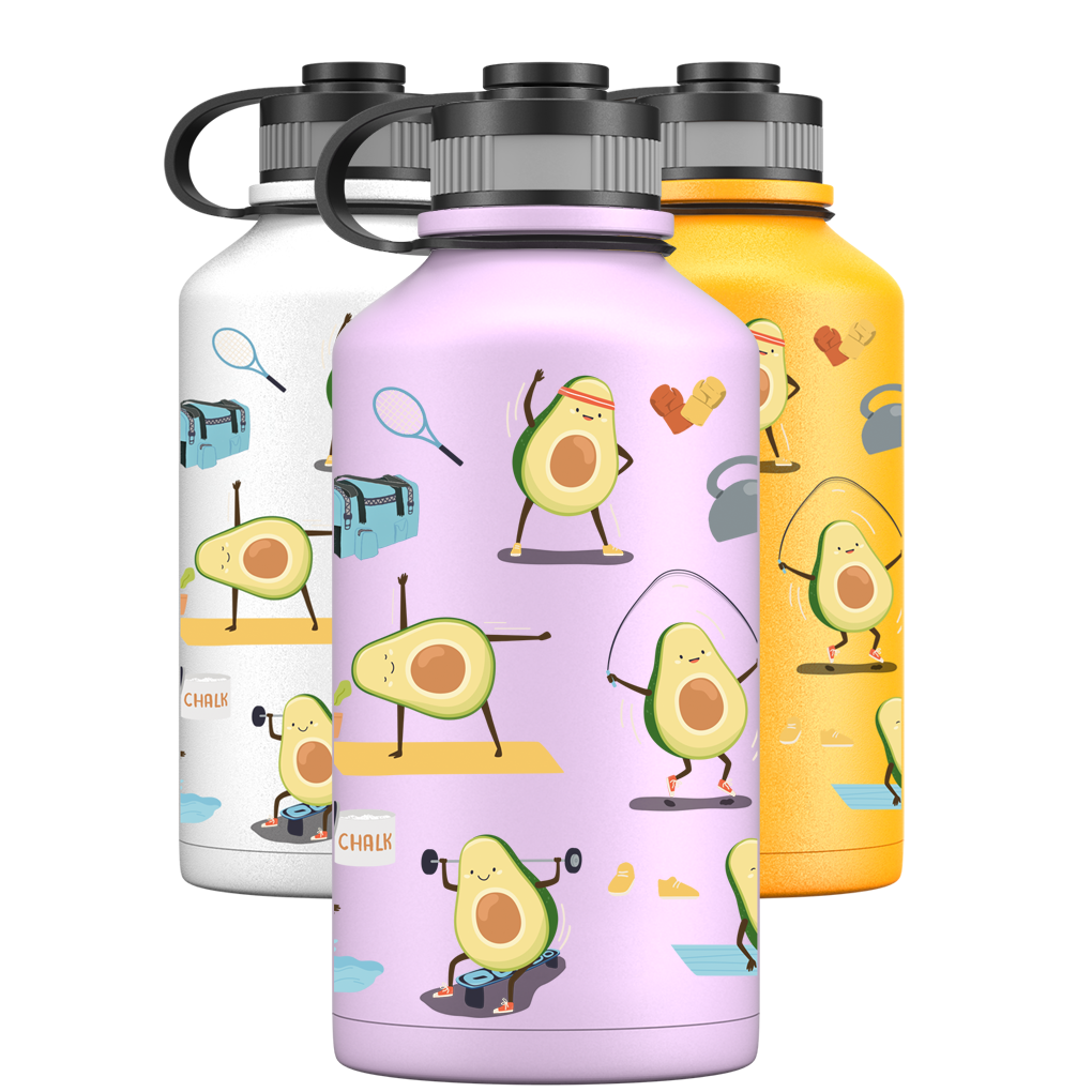 2 Litre Water Bottle - Avocardio Pattern