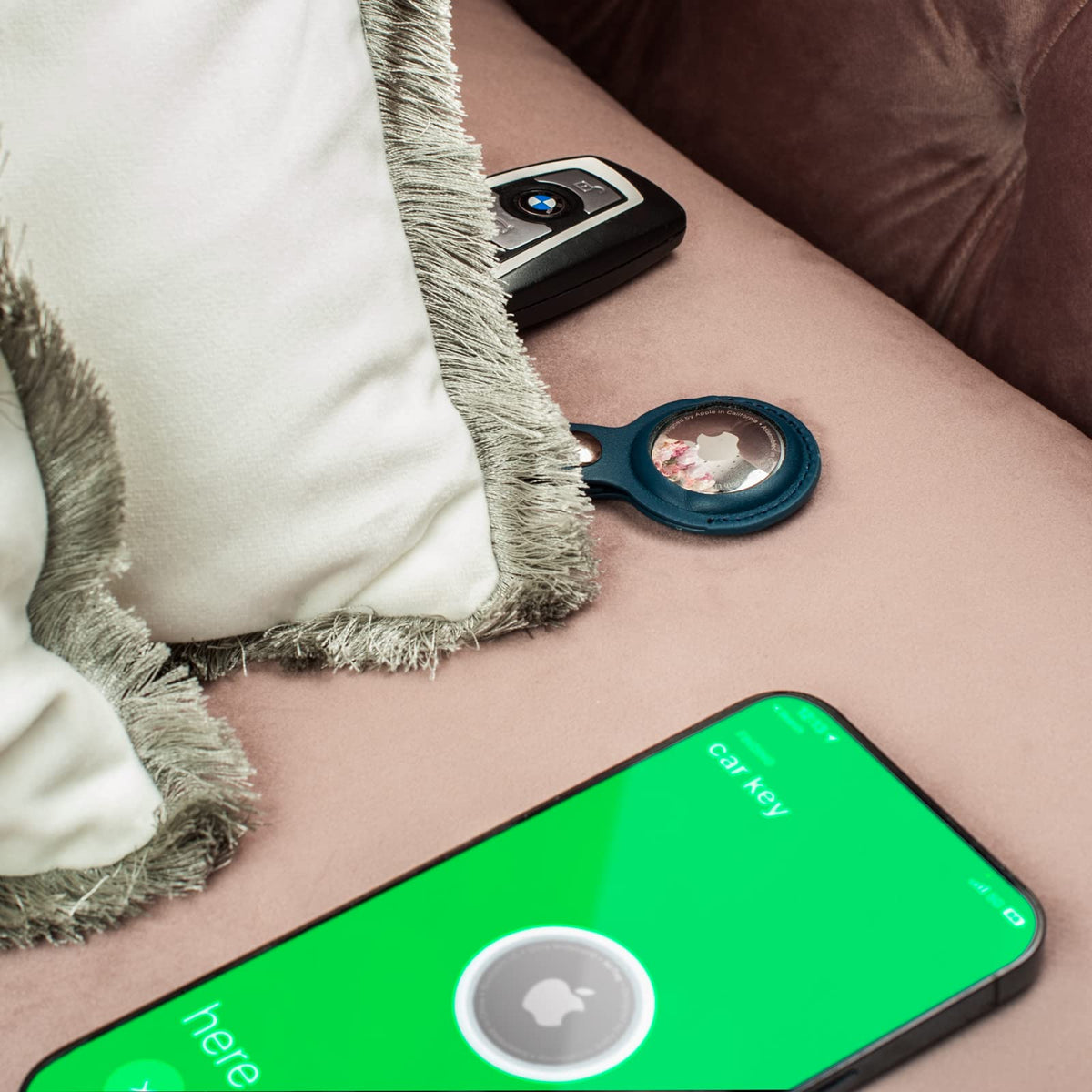 Estuche de transporte con llavero de cuero PU Apple AirTag