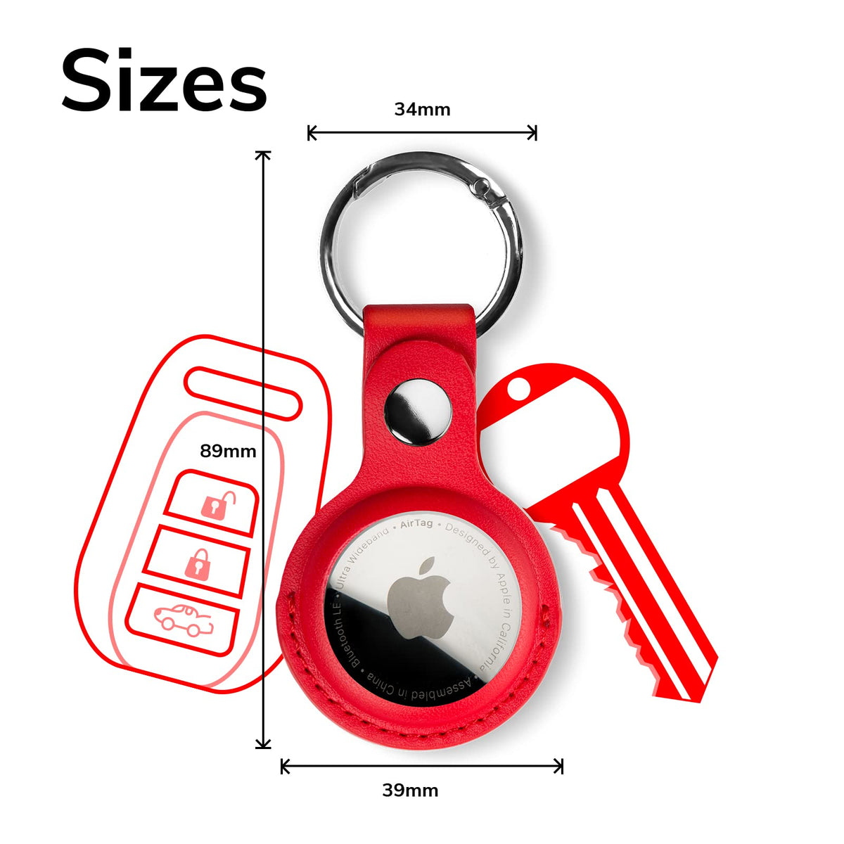 Apple AirTag PU-Leder-Schlüsselanhänger-Tragetasche - Proworks Bottles | Schlüsselanhänger