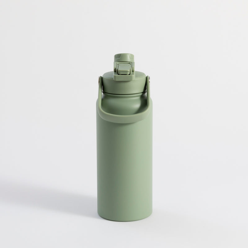 Sage Green 1 litre water bottle with straw, leak-proof insulated design
