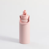 Pink 1 litre water bottle with straw, leak-proof insulated design