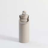 Grey 1 litre water bottle with straw, leak-proof insulated design