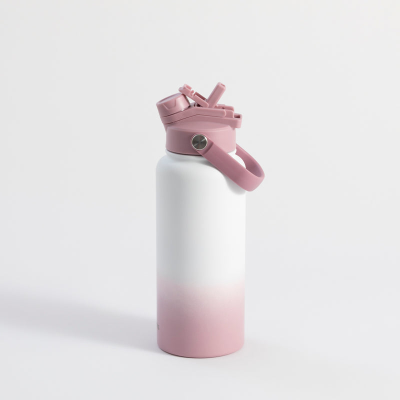 Proworks blush ombre insulated water bottle with straw lid, 1 litre stainless steel