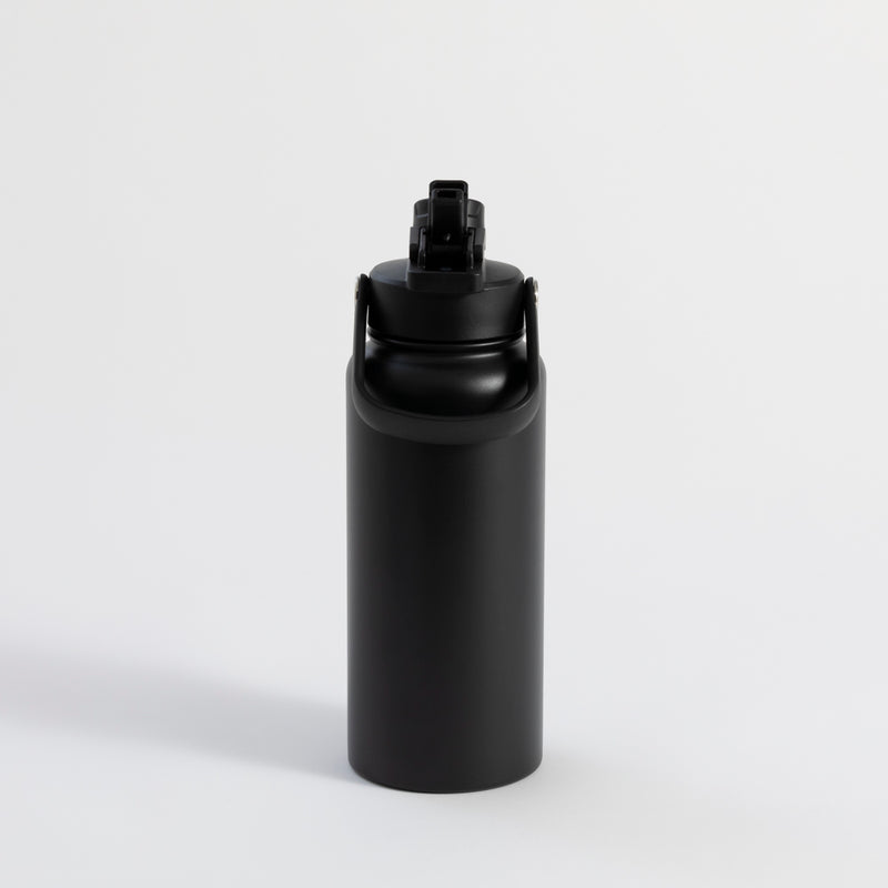 Proworks Switch black stainless steel water bottle with flip straw