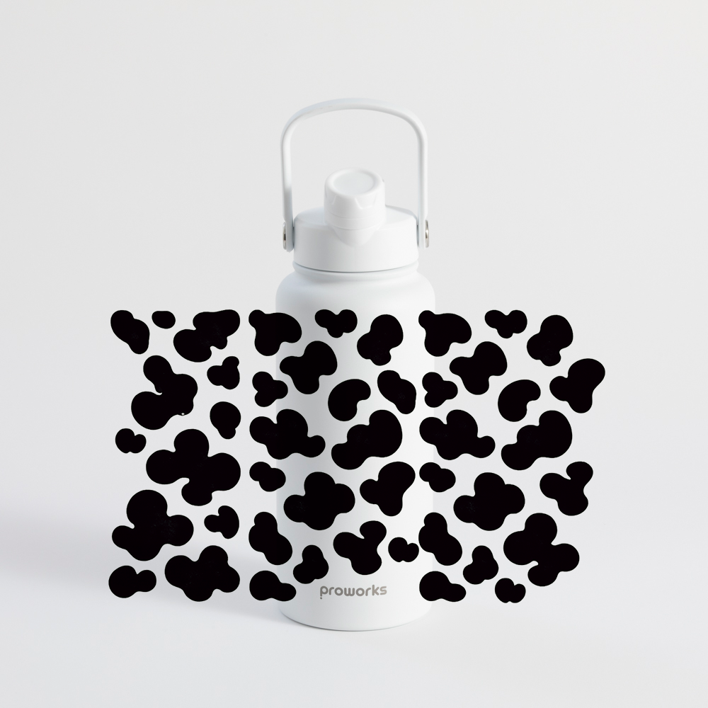 Switch 1L Water Bottle with Straw – Cow Print - Artic White
