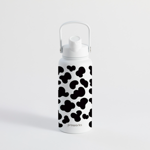 Switch 1L Water Bottle with Straw – Cow Print - Artic White