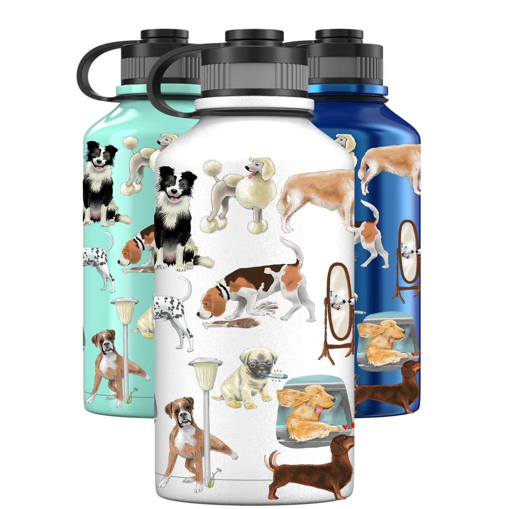 2-Liter-Wasserflasche – Hundeschwanzmuster