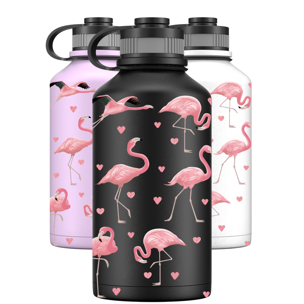 2-Liter-Wasserflasche – Flamingo-Muster