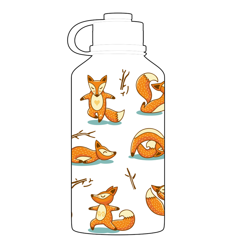 2 Litre Water Bottle - Fox Yoga Pattern