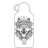 2 Litre Water Bottle - Aztec Wolf Pattern