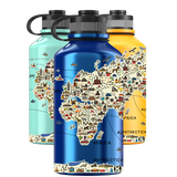 2 Litre Water Bottle - World Map Pattern