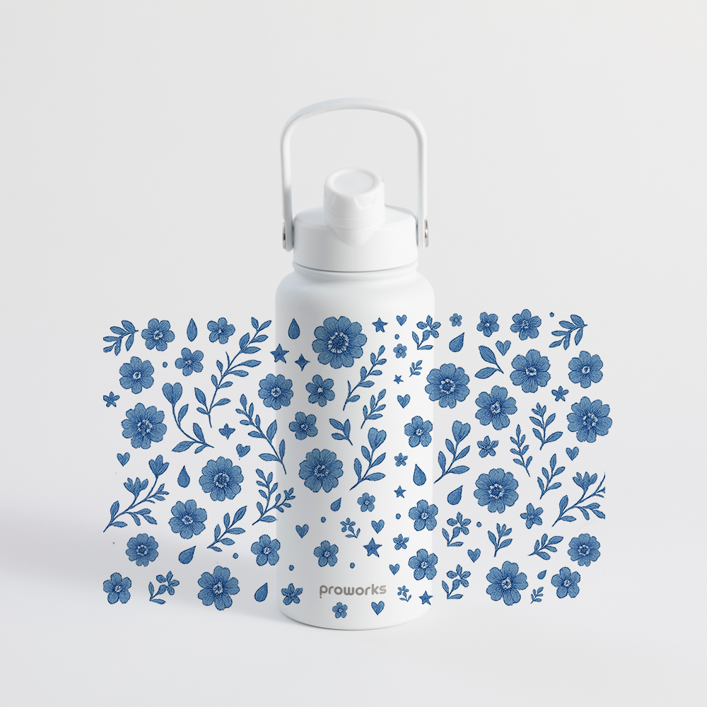 Switch 1L Water Bottle with Straw – Heirloom Floral - Artic White