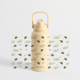 Proworks bee pattern insulated water bottle with straw lid, 1 litre stainless steel