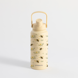 Proworks Switch 1L bee print water bottle with straw in bee pattern