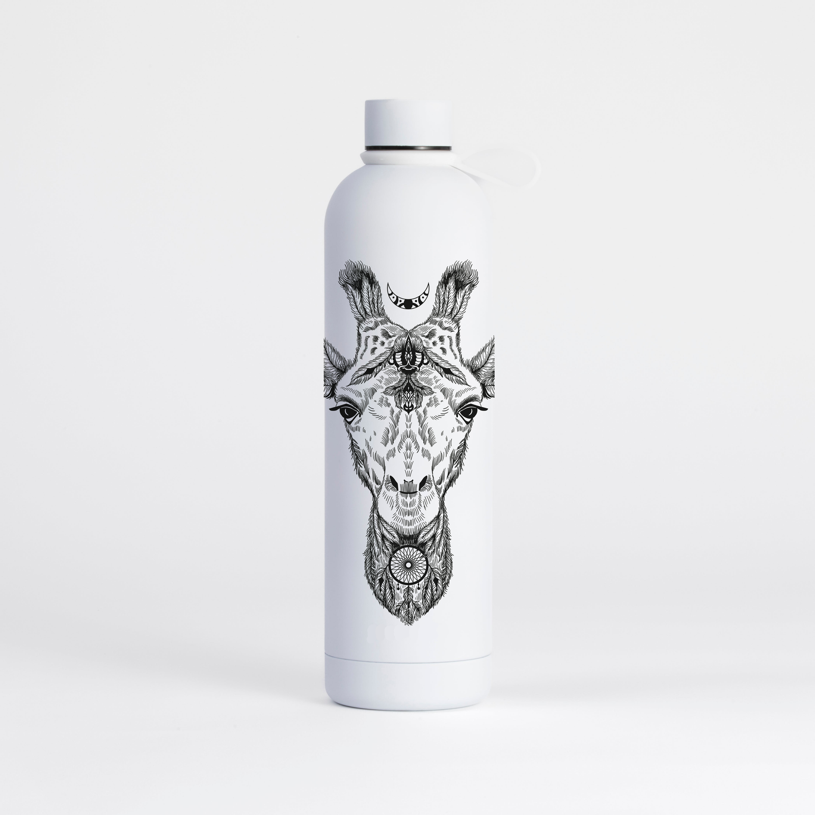 Proworks Pulse 1 Litre Water Bottle - Giraffe Aztec Pattern - Pure White