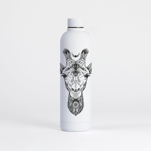 Proworks Pulse 1 Litre Water Bottle - Giraffe Aztec Pattern - Pure White