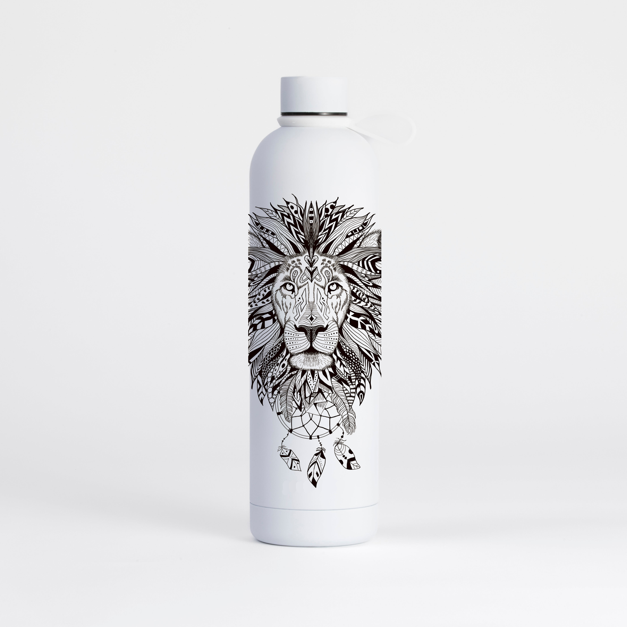 Proworks Pulse 1 Litre Water Bottle - Lion Aztec Pattern - Pure White