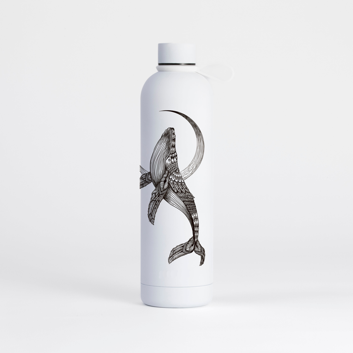Proworks Pulse 1 Litre Water Bottle - Whale Aztec Pattern - Pure White