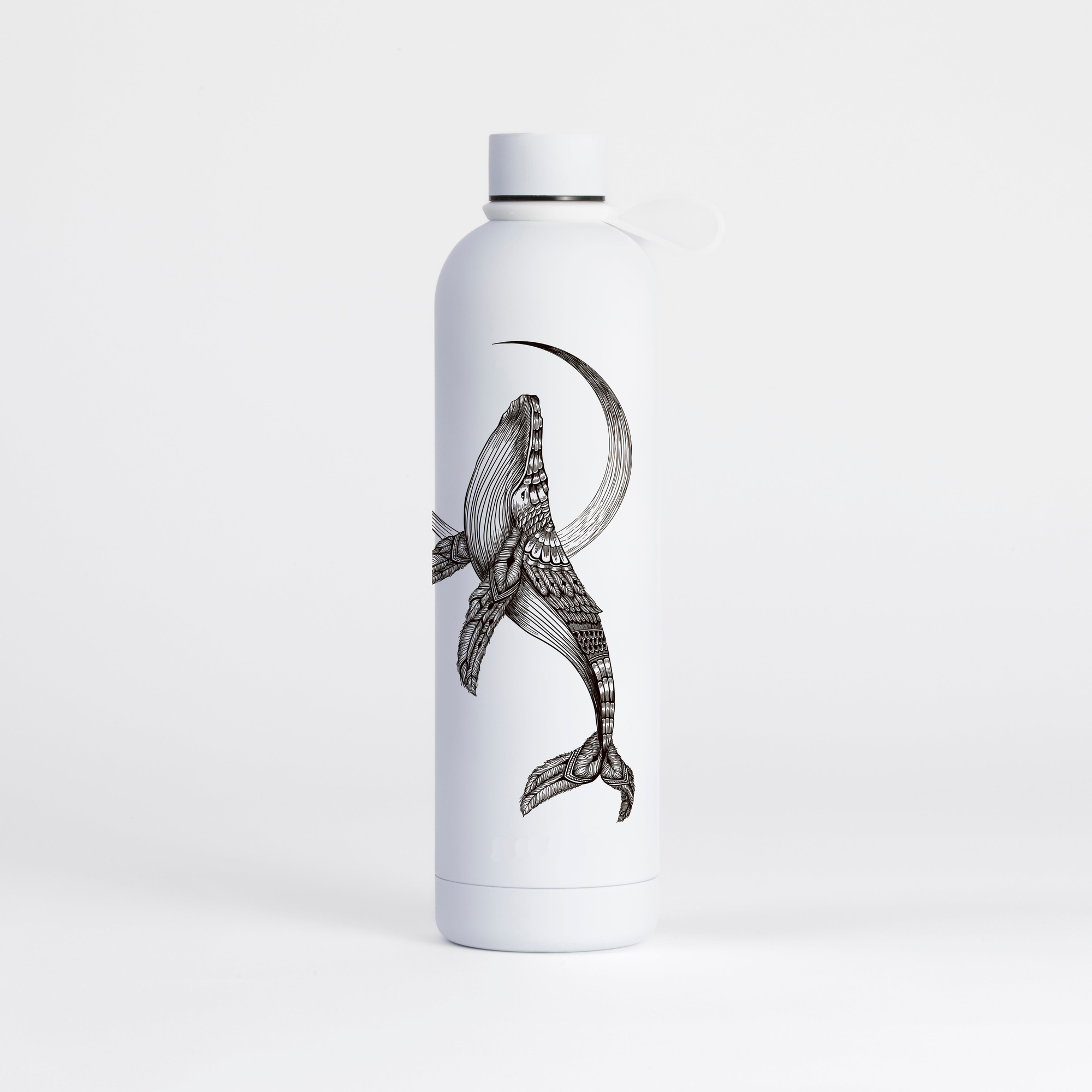 Proworks Pulse 1 Litre Water Bottle - Whale Aztec Pattern - Pure White