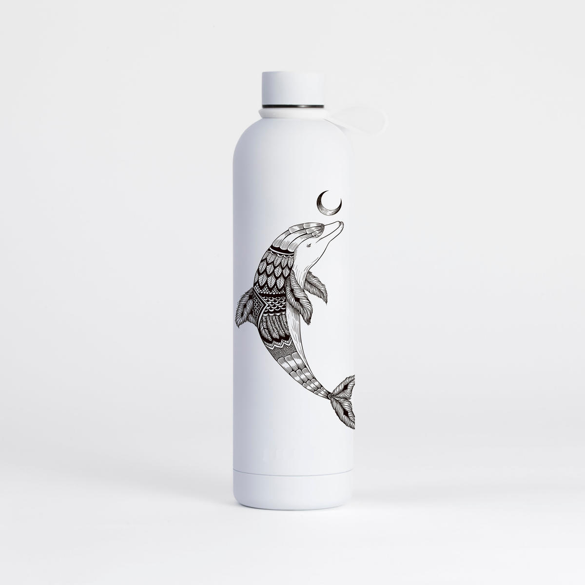 Proworks Pulse 1 Litre Water Bottle - Dolphin Aztec Pattern - Pure White