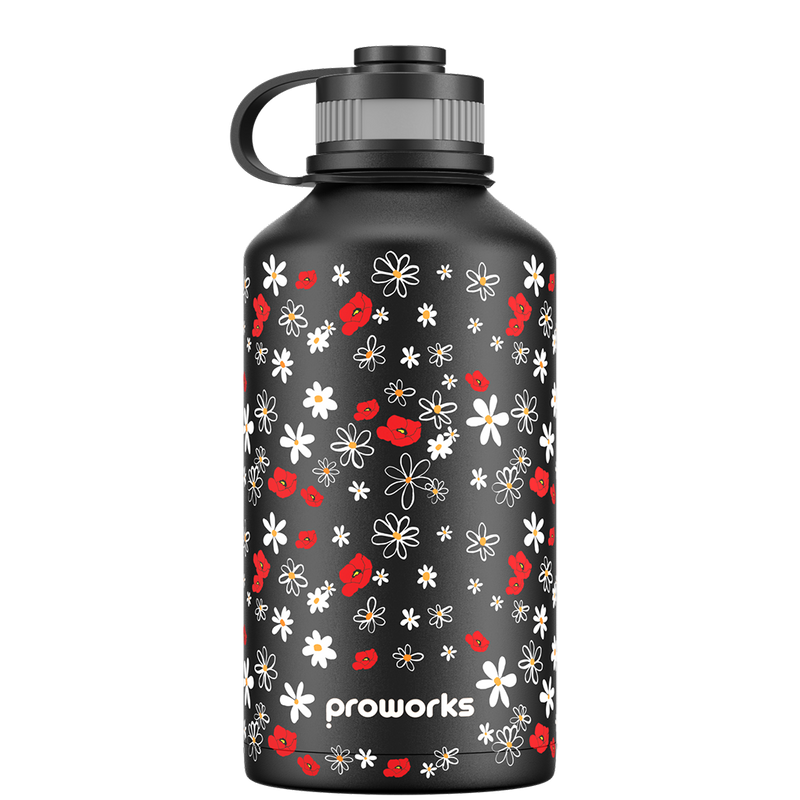 Botella de agua de 2 litros - All Black Daisy
