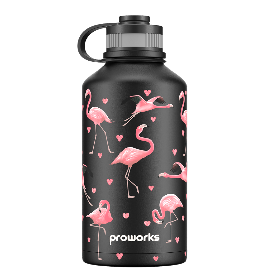 2 Litre Water Bottle - All Black Flamingo