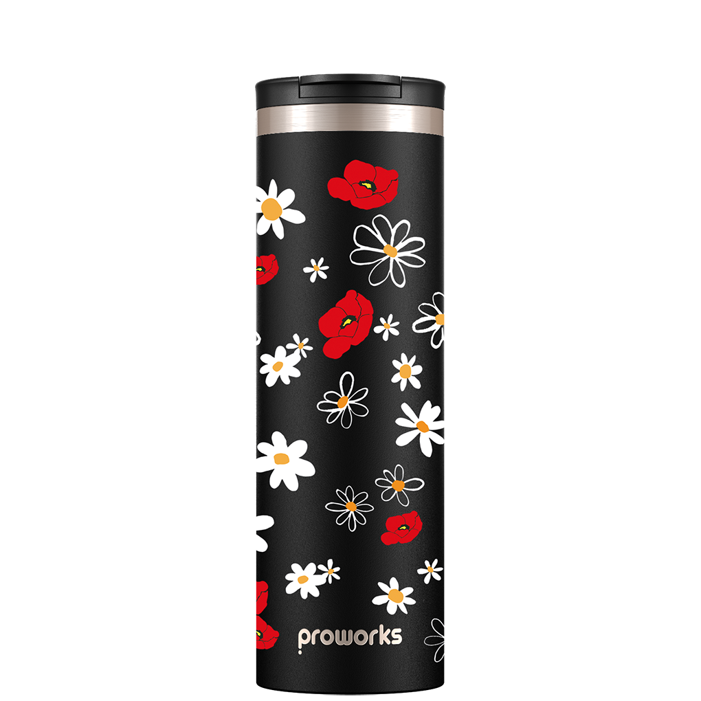 All Black Daisy Travel Mug