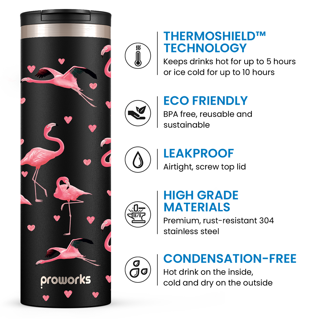 Tazza da viaggio All Black Flamingo