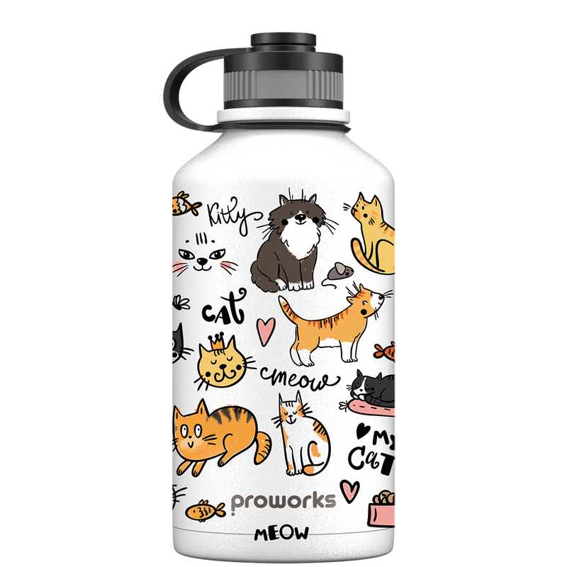 Botella de agua de 2 litros - All White Cat Party
