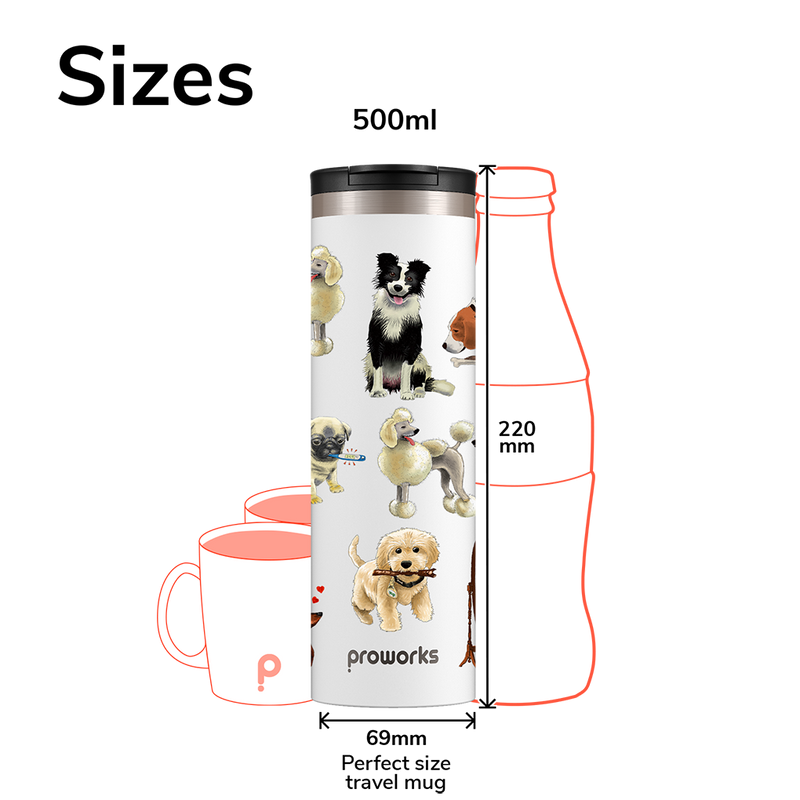All White A Dogs Tail Travel Mug