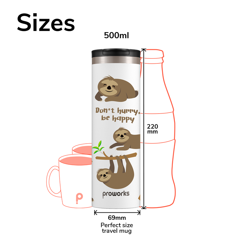 All White Sloth Travel Mug