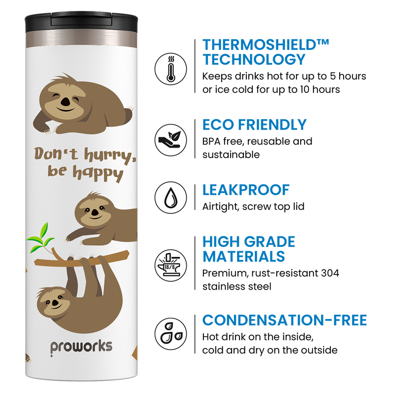 All White Sloth Travel Mug