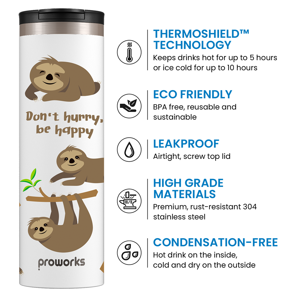 All White Sloth Travel Mug