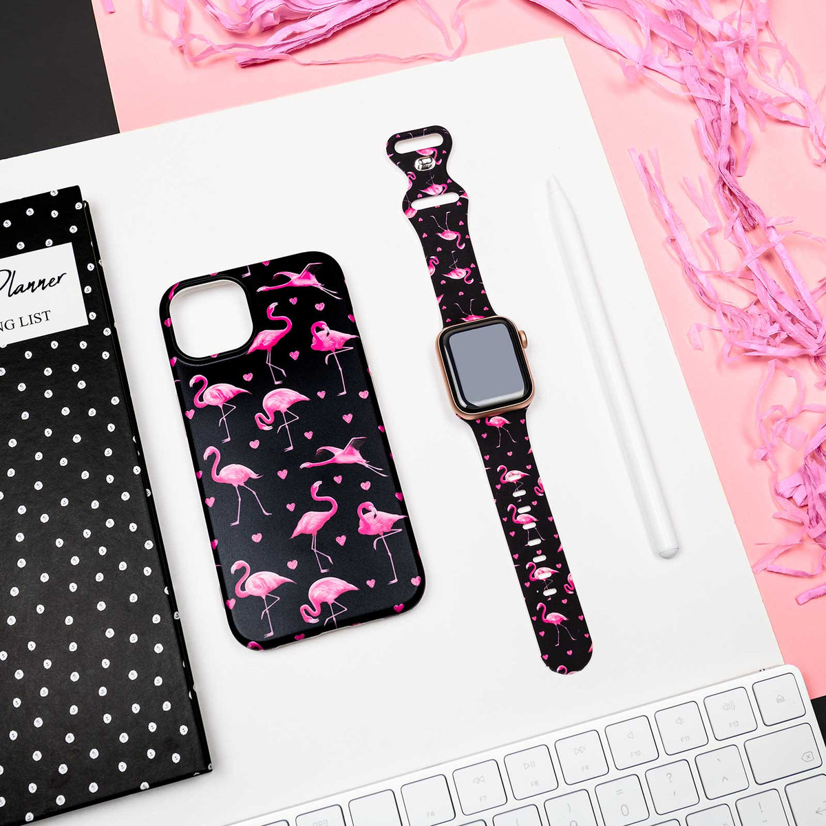 Bracelet Apple Watch Flamant Rose