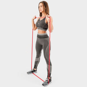 Woman Stretching with a Proworks Fitness Resistance Band