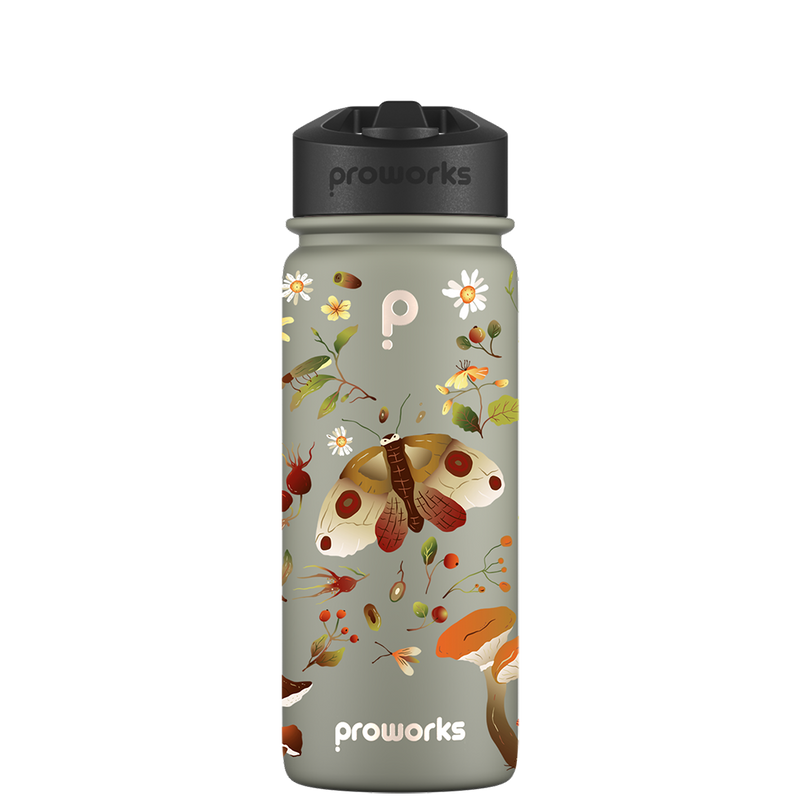 Bottiglia d'acqua con cannuccia - Gen 2 Modello foresta autunnale