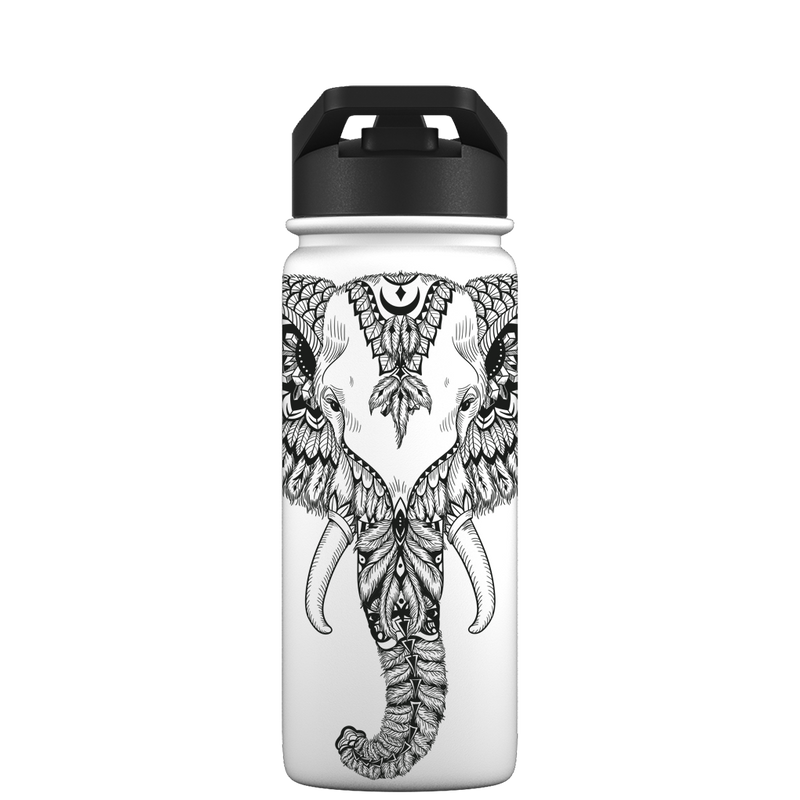Bottiglia d'acqua con cannuccia - Modello azteco elefante Gen 2
