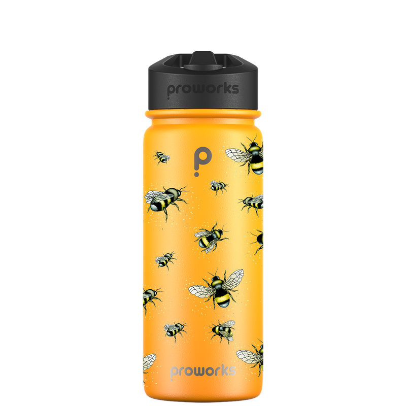 Wasserflasche mit Strohhalm – Gen 2 Bee Pattern