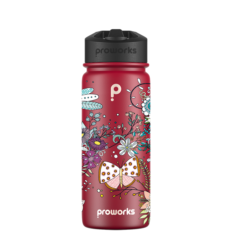 Borraccia con cannuccia - Modello di bellezza farfalla Gen 2