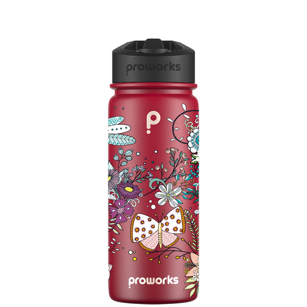 Borraccia con cannuccia - Modello di bellezza farfalla Gen 2