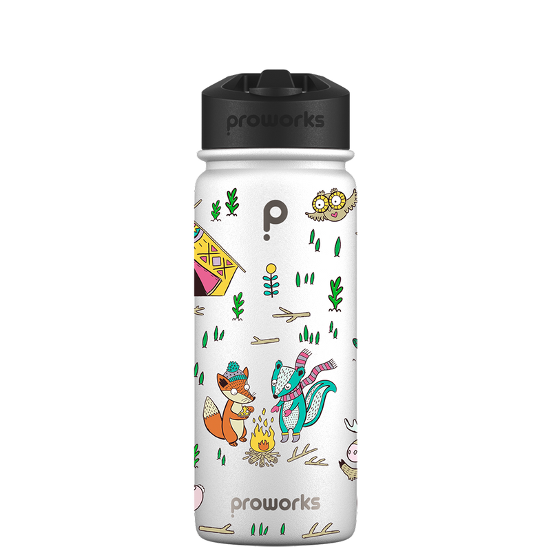 Water bottle with straw - Gen 2 Camping Animals Pattern - Proworks Bottles