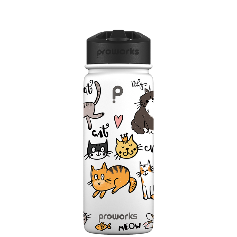 Bottiglia d'acqua con cannuccia - Modello Cat Party Gen 2